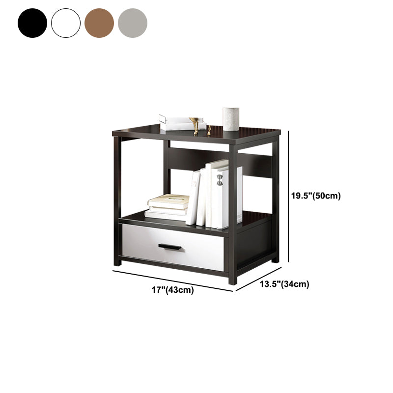 19.6" Tall Wooden Nightstand Modern Night Stand with Drawers and Shelf