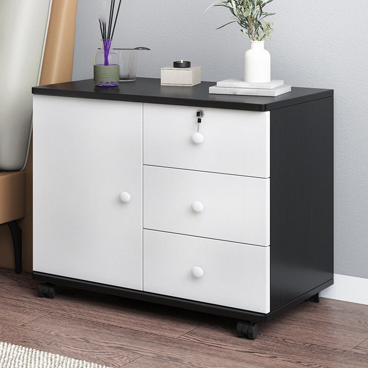 21.6"/28.7" Tall Wooden Nightstand Modern Night Stand With Drawers and Cabinets