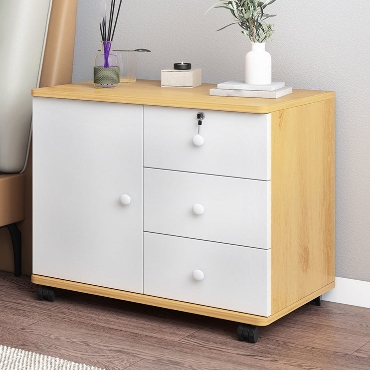 21.6"/28.7" Tall Wooden Nightstand Modern Night Stand With Drawers and Cabinets