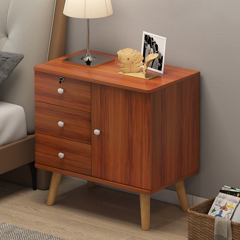 21.6"/28.7" Tall Wooden Nightstand Modern Night Stand With Drawers and Cabinets