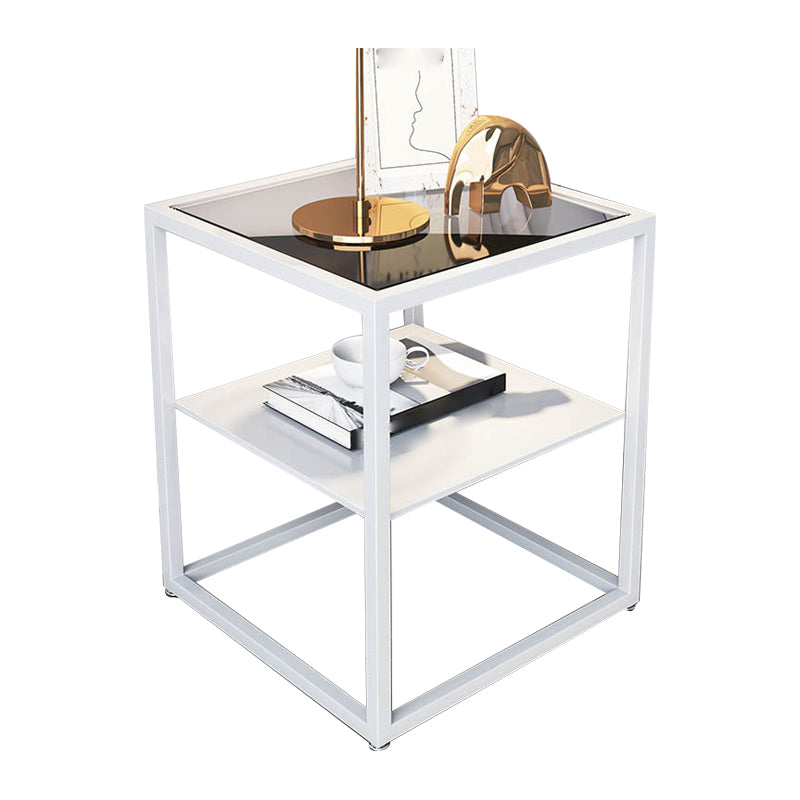 Modern Style Metallic White/gold/black Tempered Glass Table Top Nightstand