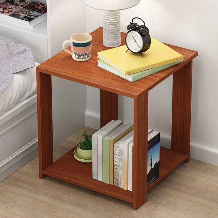 15.7" /18.8" Tall Wooden Nightstand Modern Night Stand with Shelves