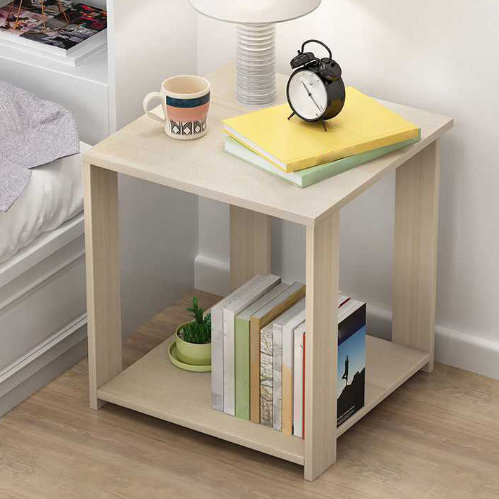 15.7" /18.8" Tall Wooden Nightstand Modern Night Stand with Shelves