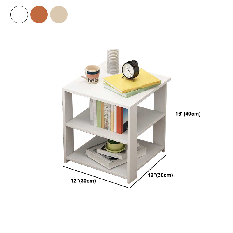 15.7" /18.8" Tall Wooden Nightstand Modern Night Stand with Shelves