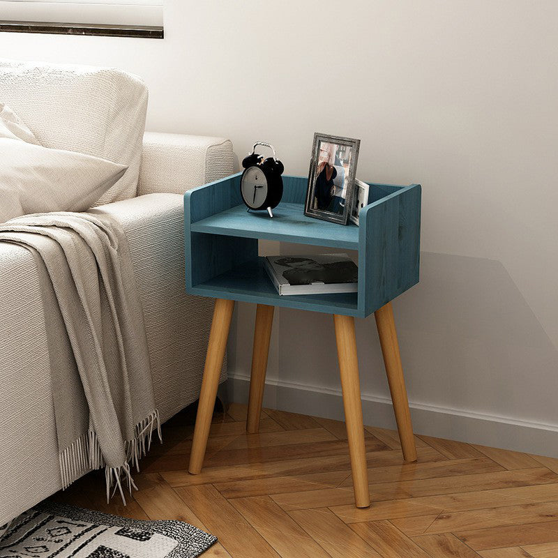 22.4" /23.6" Tall Wooden Nightstand in Blue/white / Natural Modern Night Stand