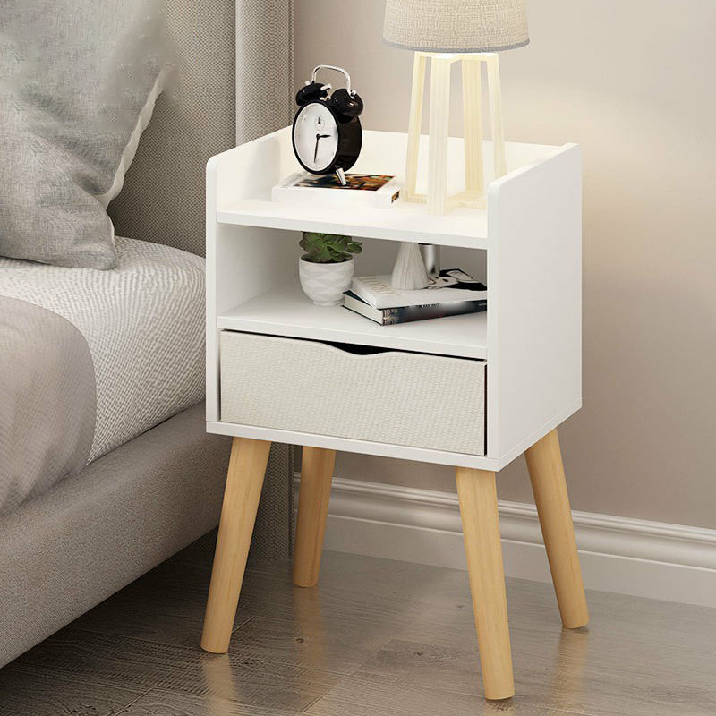 22.4" /23.6" Tall Wooden Nightstand in Blue/white / Natural Modern Night Stand