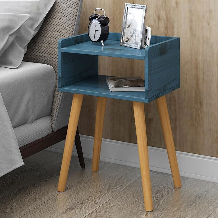 22.4" /23.6" Tall Wooden Nightstand in Blue/white / Natural Modern Night Stand