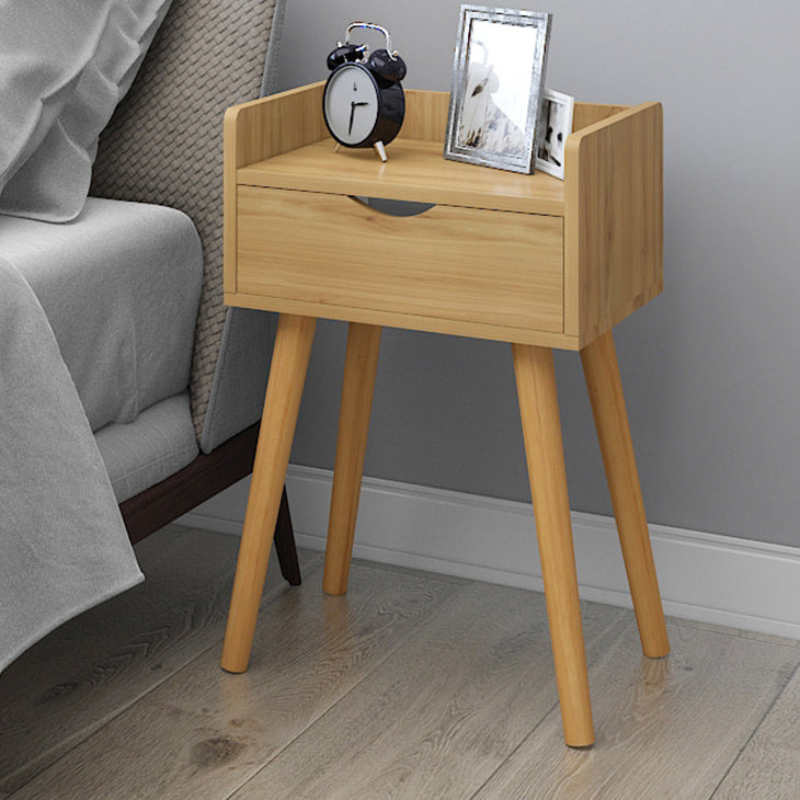 22.4" /23.6" Tall Wooden Nightstand in Blue/white / Natural Modern Night Stand