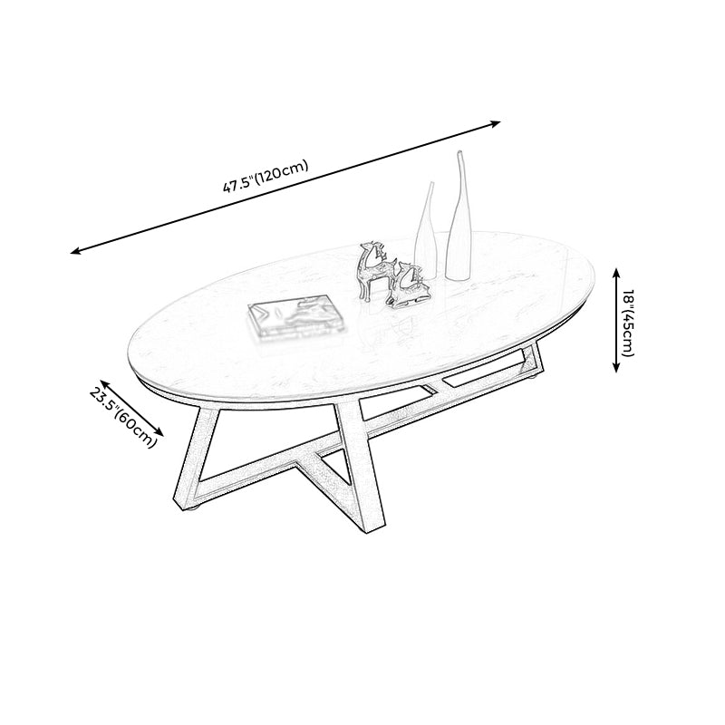 Modern Style Grey/black/white Oval Coffee Table with Crossed Legs Base