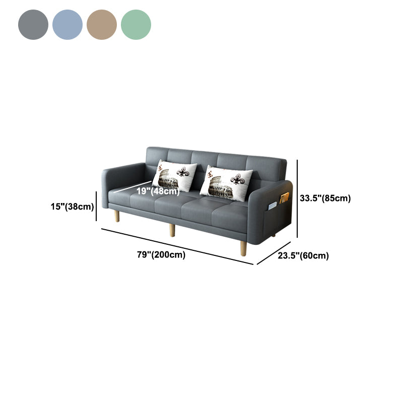 Contemporary Square Arm Sleeper Sofa Biscuit Back Convertible Sofa for Living Room