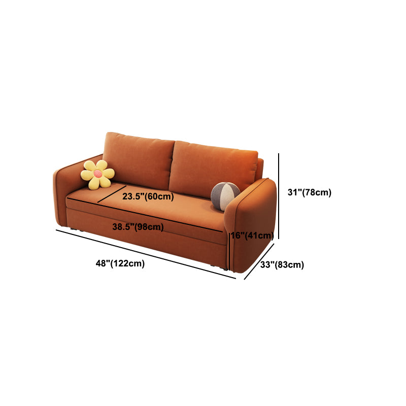 Contemporary Convertible Bed Sofa Couch with Pillows in Orange