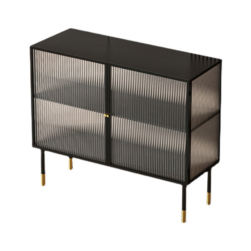 Glam Style Server Metal Frame Dining Server with Glass Door for Home Use