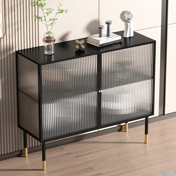 Glam Style Server Metal Frame Dining Server with Glass Door for Home Use