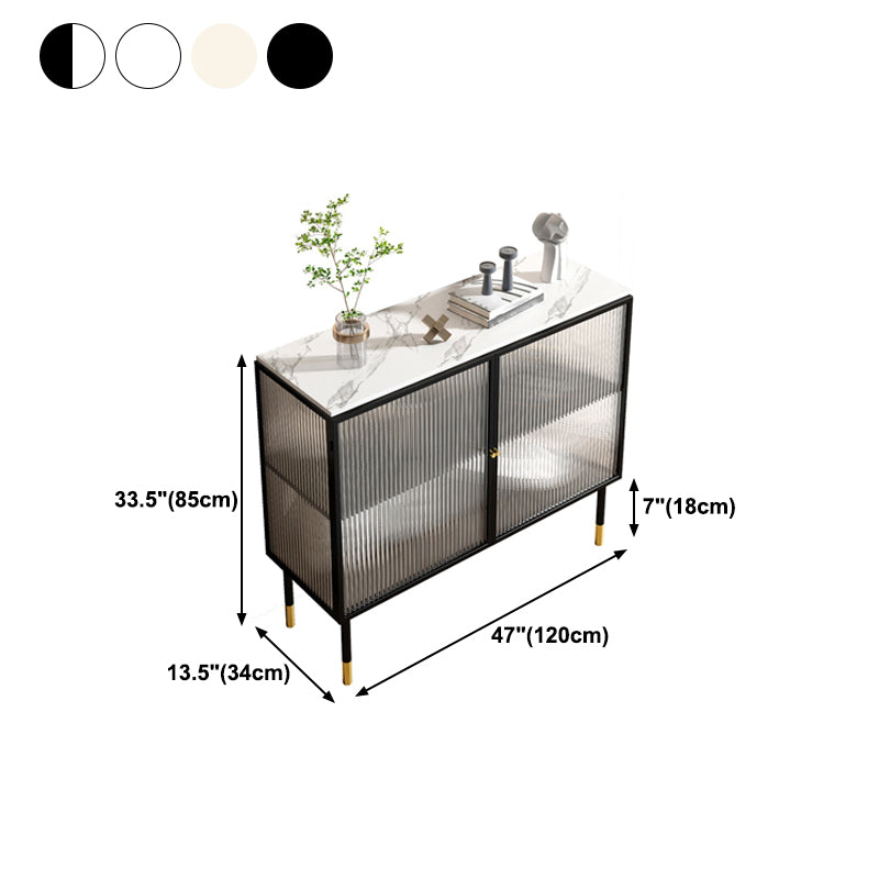 Glam Style Server Metal Frame Dining Server with Glass Door for Home Use