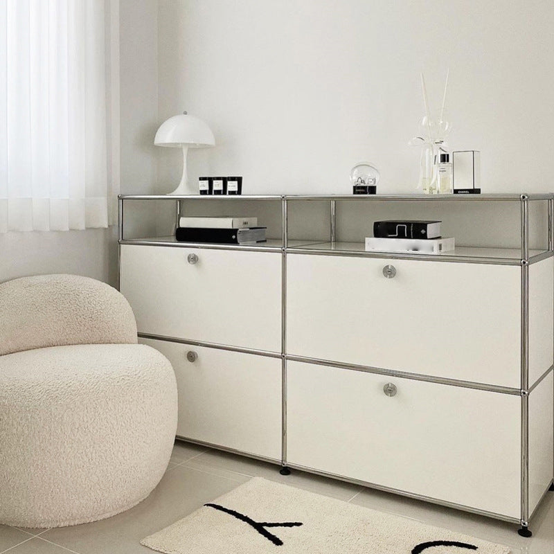 Modern Style Metal Sideboard White Colour Dining Sideboard with Storage