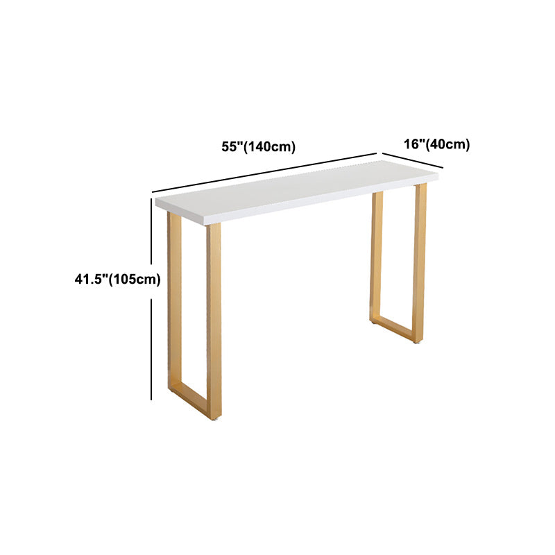 Wood Bar Dining Table Glam Rectangle Bar Table with Double Pedestal for Dining Room