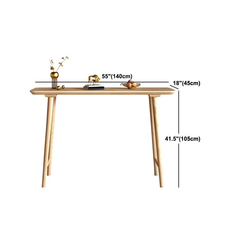 Pine Wood Bar Table Modern Rectangle Bar Dining Table with Double Pedestal for Living Room