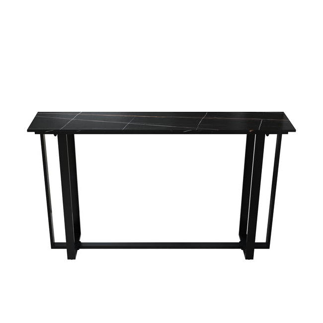 Stone Bar Dining Table Modern Rectangle Bar Table with Trestle for Living Room Balcony