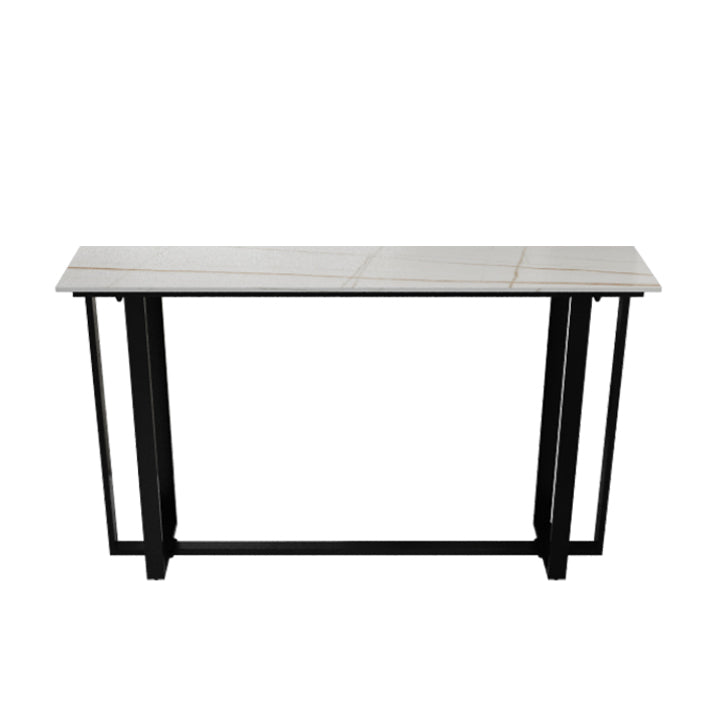 Stone Bar Dining Table Modern Rectangle Bar Table with Trestle for Living Room Balcony