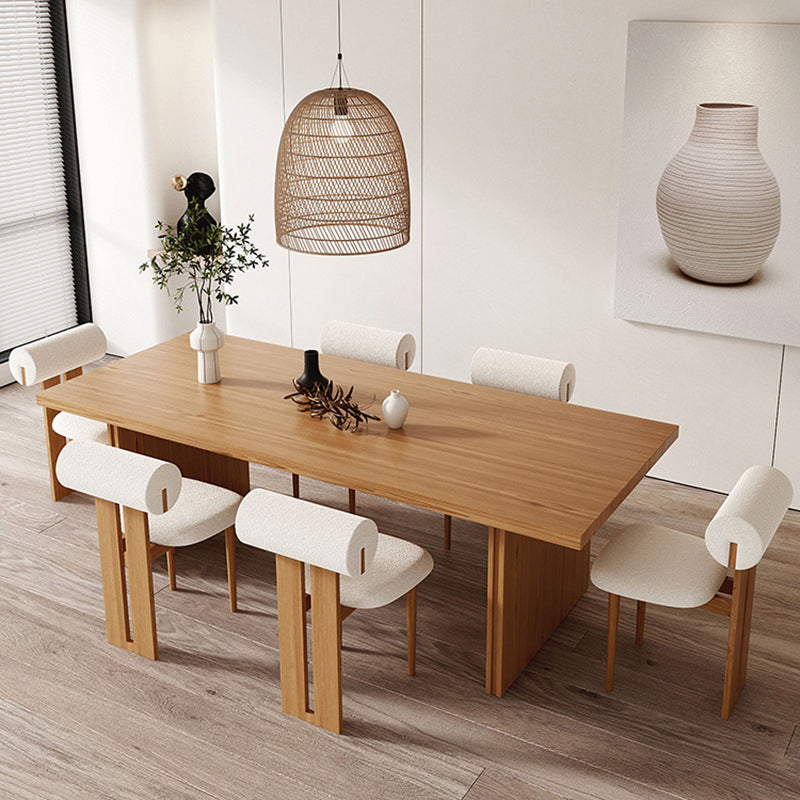 Modern Pine Solid Wood Dinner Table Rectangle Double Pedestal Dining Table