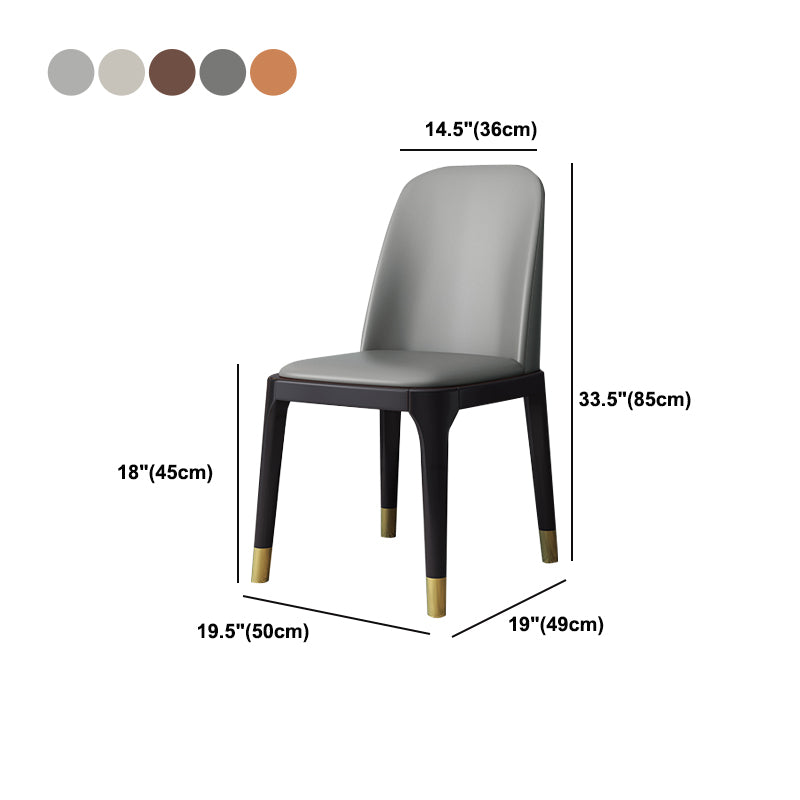 Industrial Style Dining Chair Faux Leather Side Chair with Wooden Legs for Home