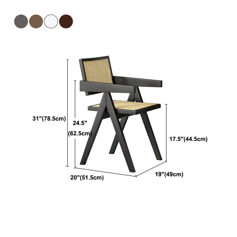 Modern Style Dining Chair Solid Wood Open Back Arm Chair for Home