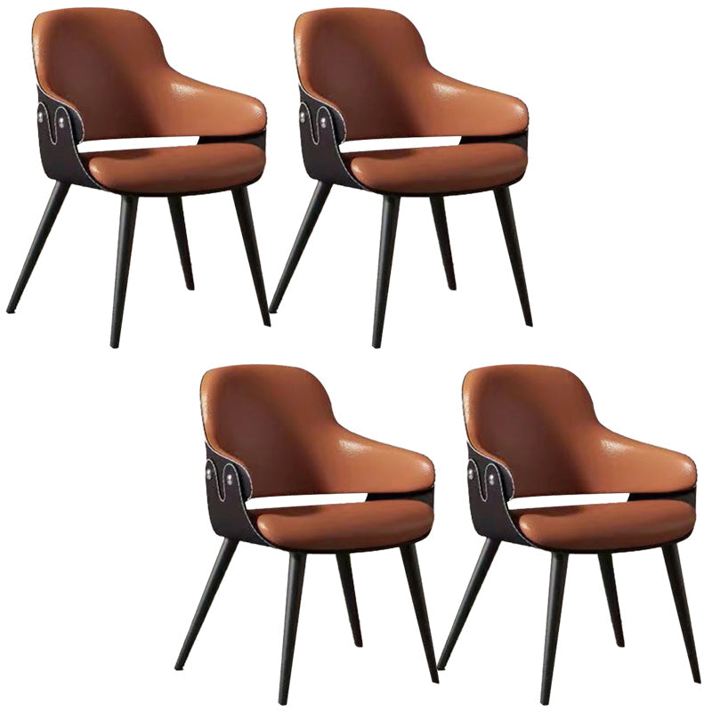 Modern Dining Room Side Chairs Faux Leather Arm Open Back Chair for Kitchen