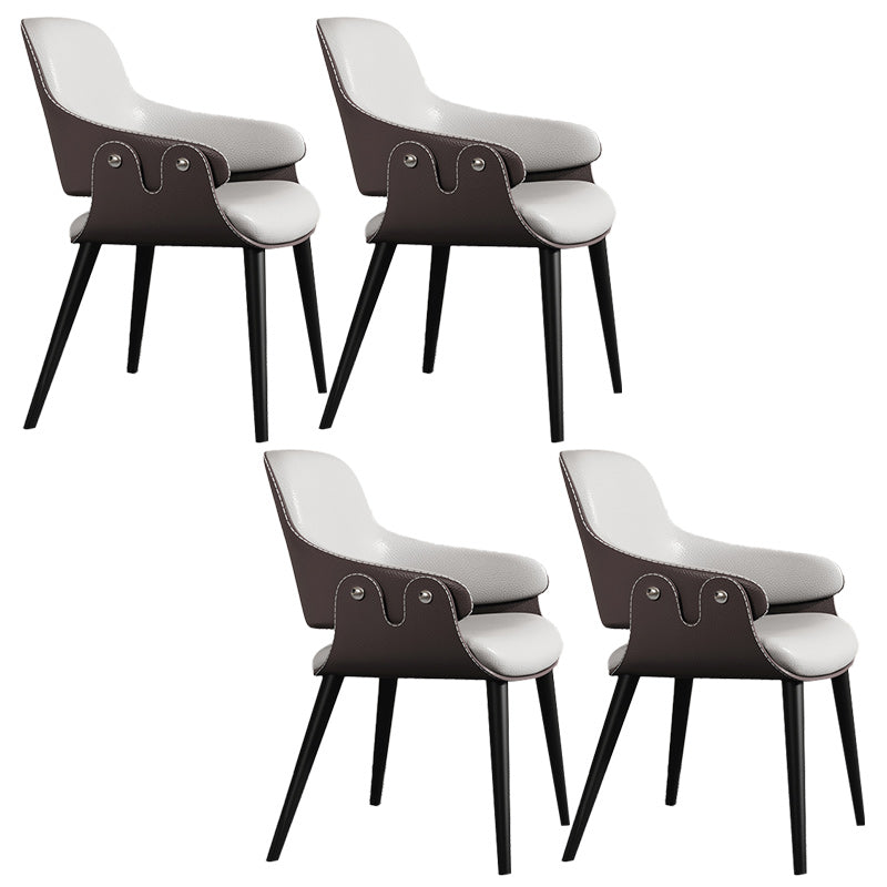 Modern Dining Room Side Chairs Faux Leather Arm Open Back Chair for Kitchen