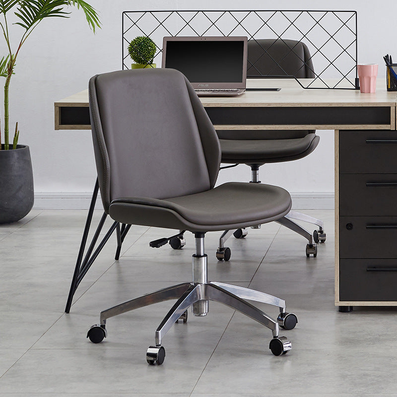 Armless Conference Chair with Chrome Frame Modern Leather Office Chair