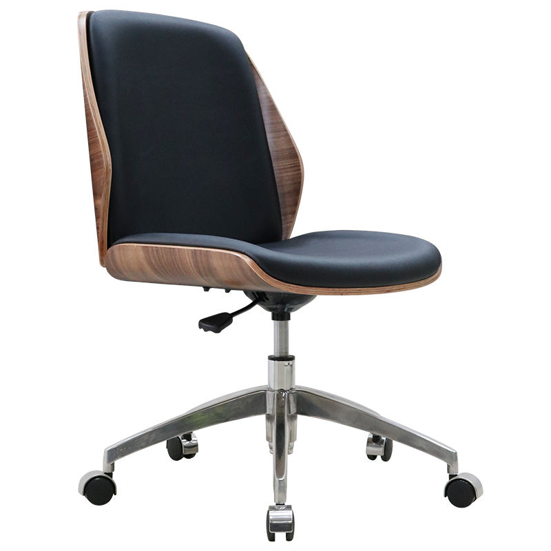 Armless Conference Chair with Chrome Frame Modern Leather Office Chair