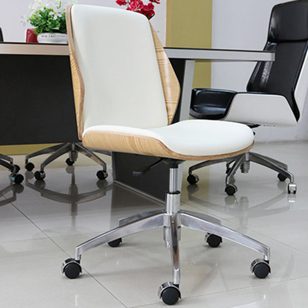 Armless Conference Chair with Chrome Frame Modern Leather Office Chair