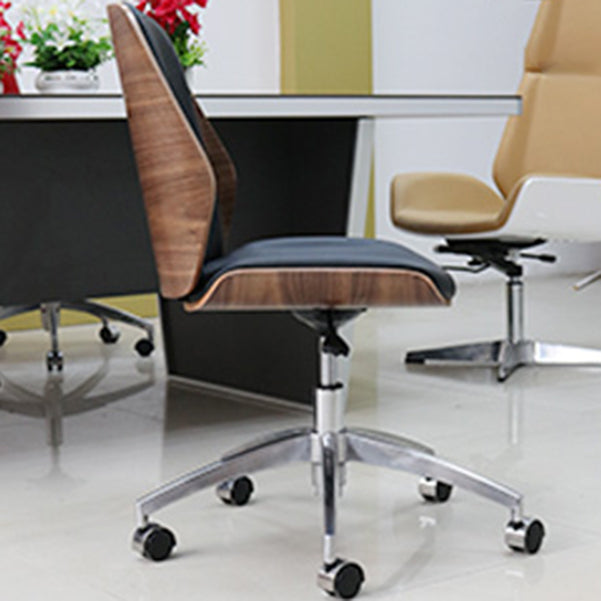 Armless Conference Chair with Chrome Frame Modern Leather Office Chair