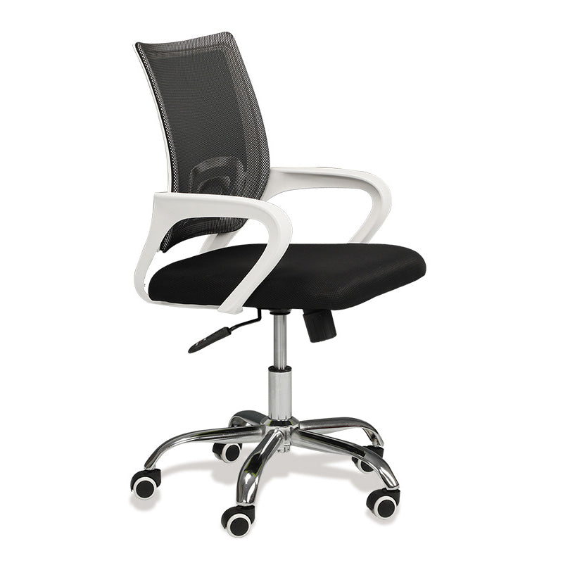 Modern Mesh Swivel Office Chair Mid Back Fixed Arms Chair with Wheels