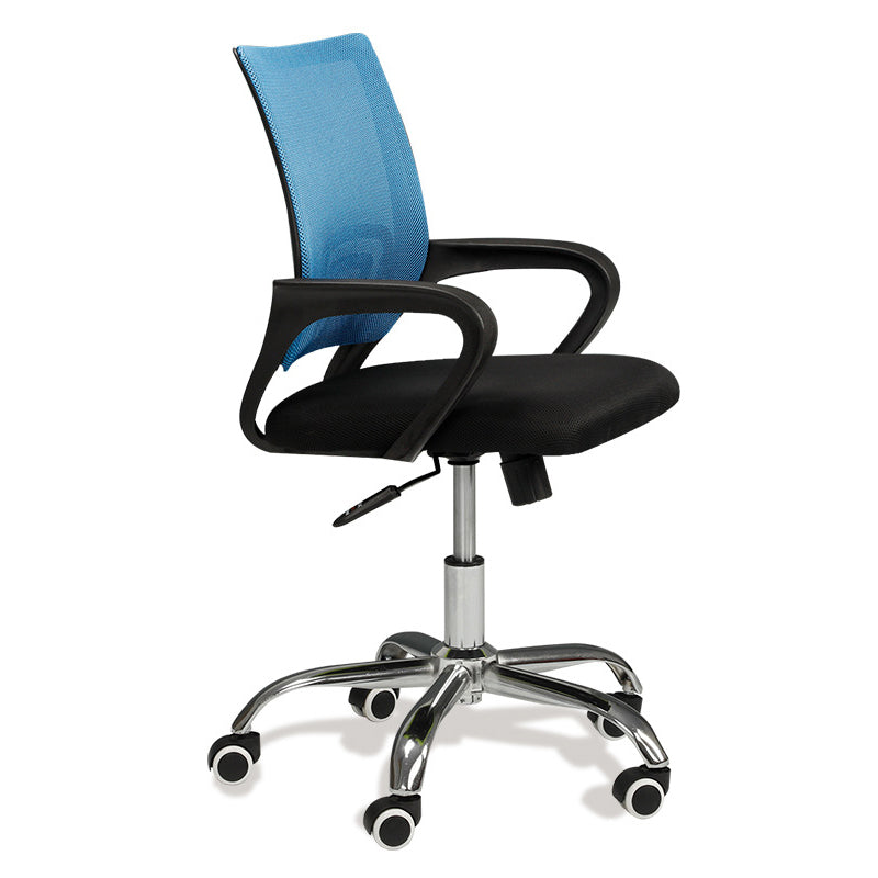 Modern Mesh Swivel Office Chair Mid Back Fixed Arms Chair with Wheels