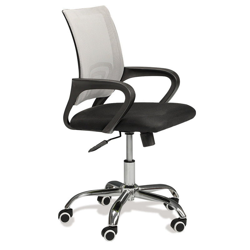 Modern Mesh Swivel Office Chair Mid Back Fixed Arms Chair with Wheels