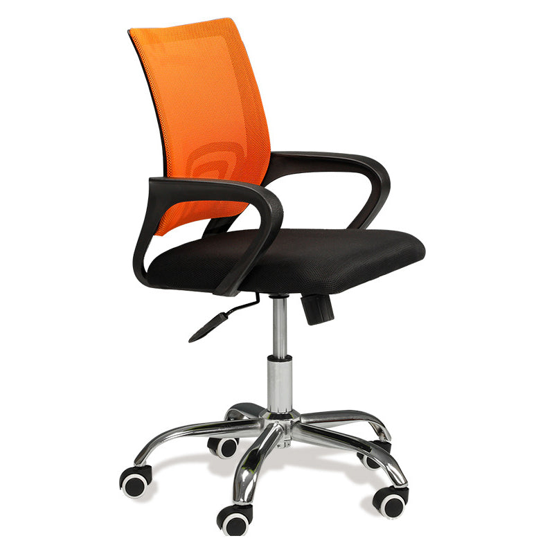 Modern Mesh Swivel Office Chair Mid Back Fixed Arms Chair with Wheels