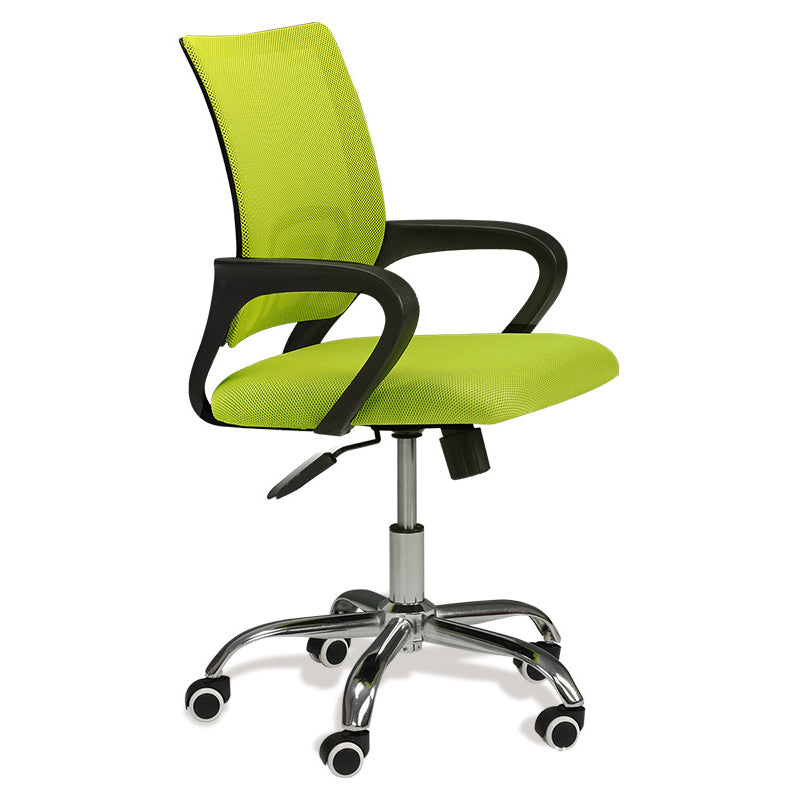 Modern Mesh Swivel Office Chair Mid Back Fixed Arms Chair with Wheels