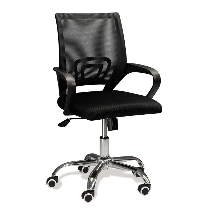 Modern Mesh Swivel Office Chair Mid Back Fixed Arms Chair with Wheels