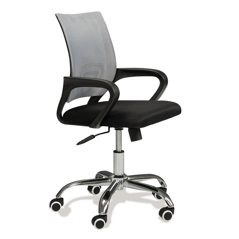 Modern Mesh Swivel Office Chair Mid Back Fixed Arms Chair with Wheels