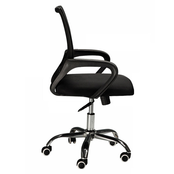 Modern Mesh Swivel Office Chair Mid Back Fixed Arms Chair with Wheels