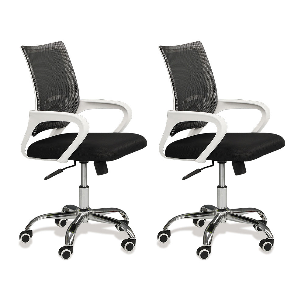 Modern Mesh Swivel Office Chair Mid Back Fixed Arms Chair with Wheels