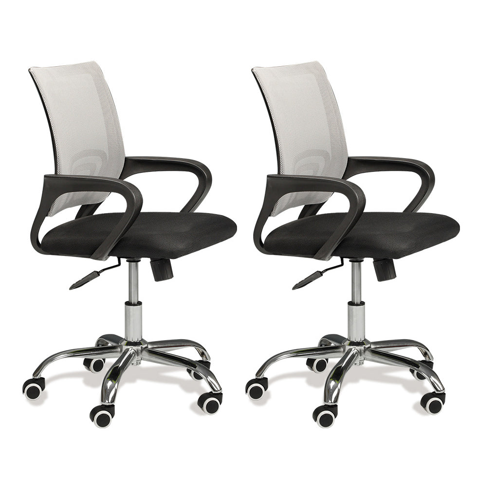 Modern Mesh Swivel Office Chair Mid Back Fixed Arms Chair with Wheels