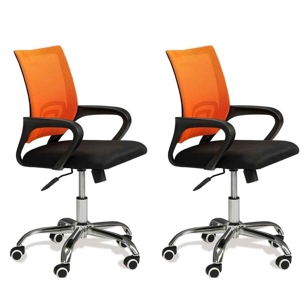 Modern Mesh Swivel Office Chair Mid Back Fixed Arms Chair with Wheels