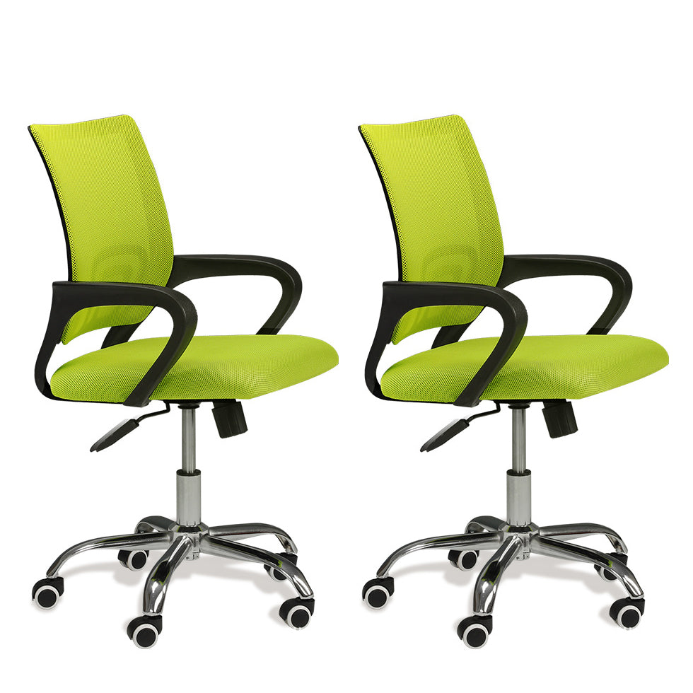 Modern Mesh Swivel Office Chair Mid Back Fixed Arms Chair with Wheels