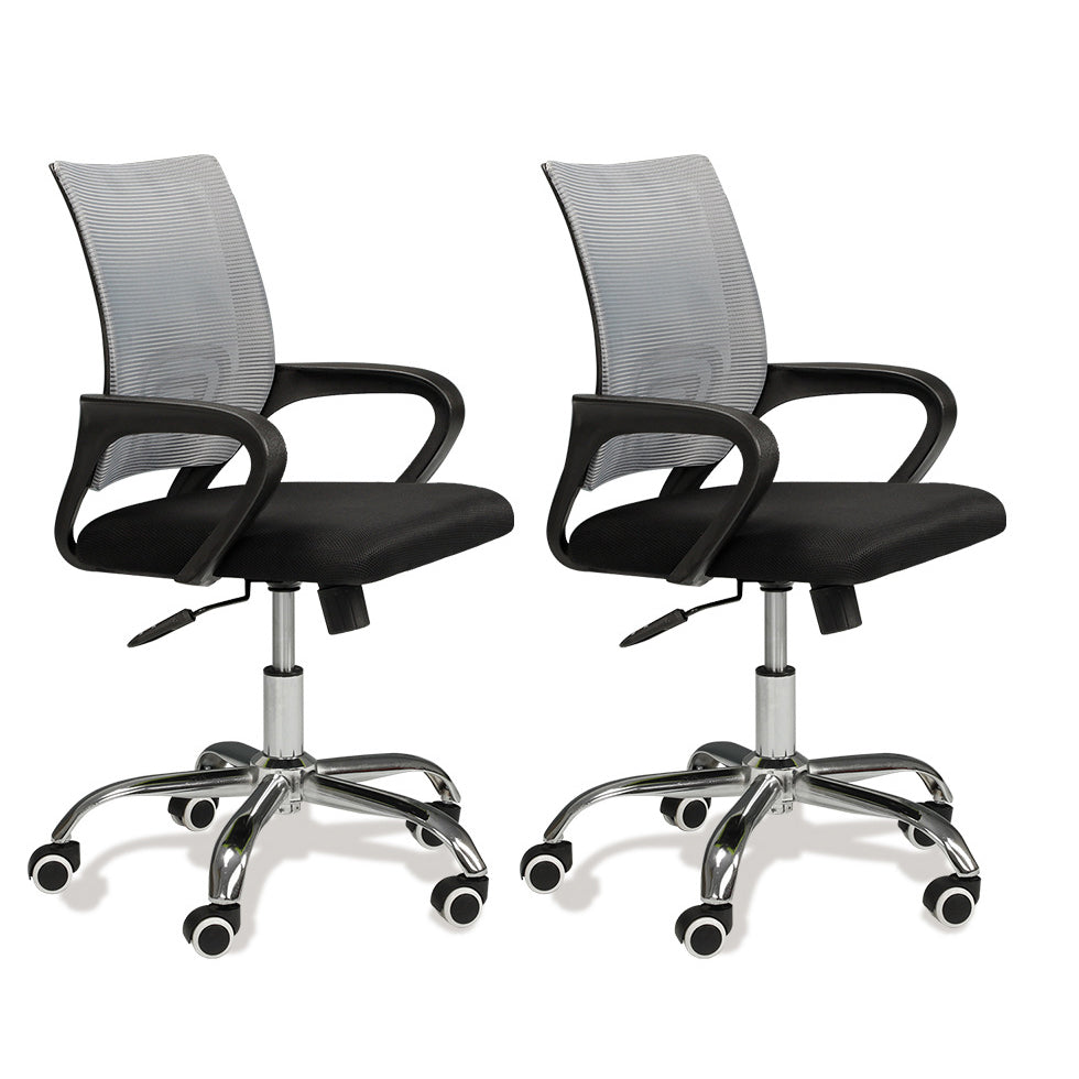 Modern Mesh Swivel Office Chair Mid Back Fixed Arms Chair with Wheels