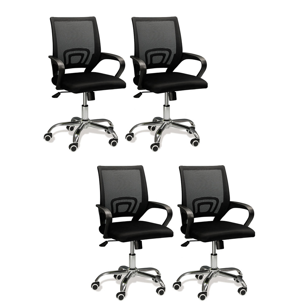 Modern Mesh Swivel Office Chair Mid Back Fixed Arms Chair with Wheels