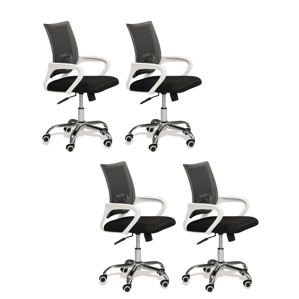 Modern Mesh Swivel Office Chair Mid Back Fixed Arms Chair with Wheels