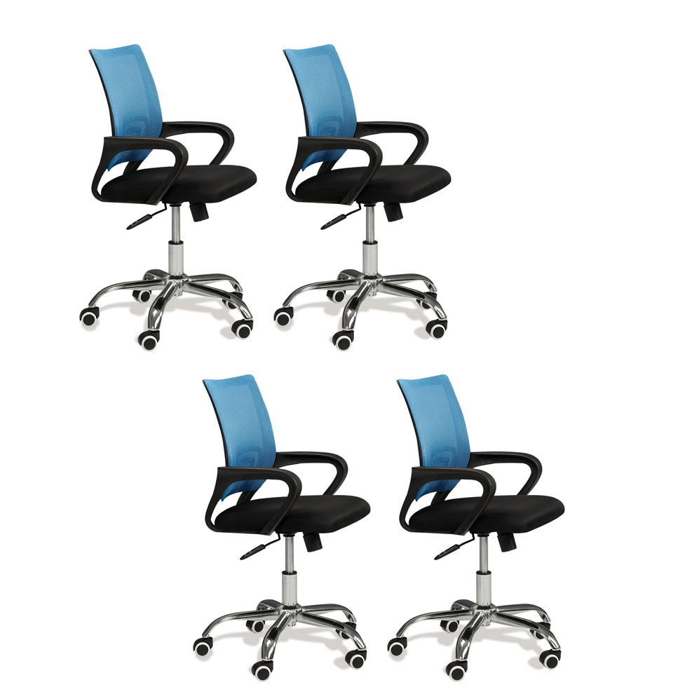 Modern Mesh Swivel Office Chair Mid Back Fixed Arms Chair with Wheels