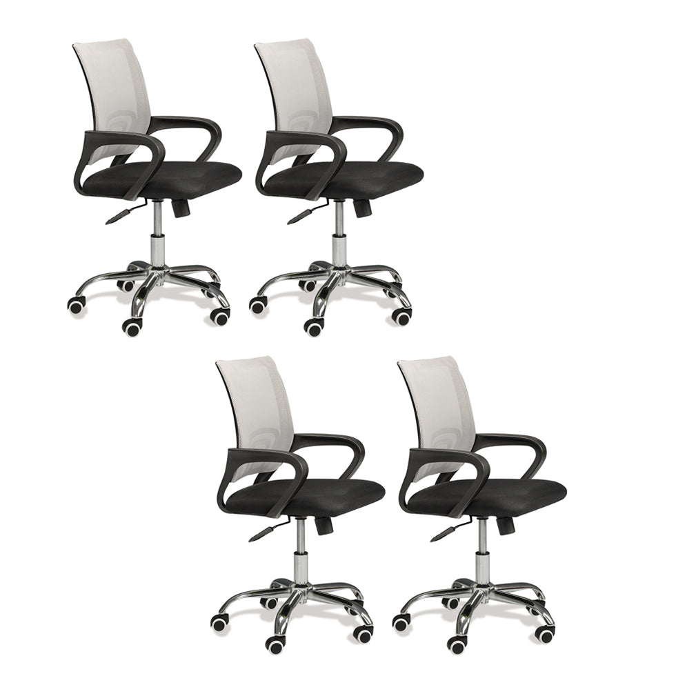 Modern Mesh Swivel Office Chair Mid Back Fixed Arms Chair with Wheels