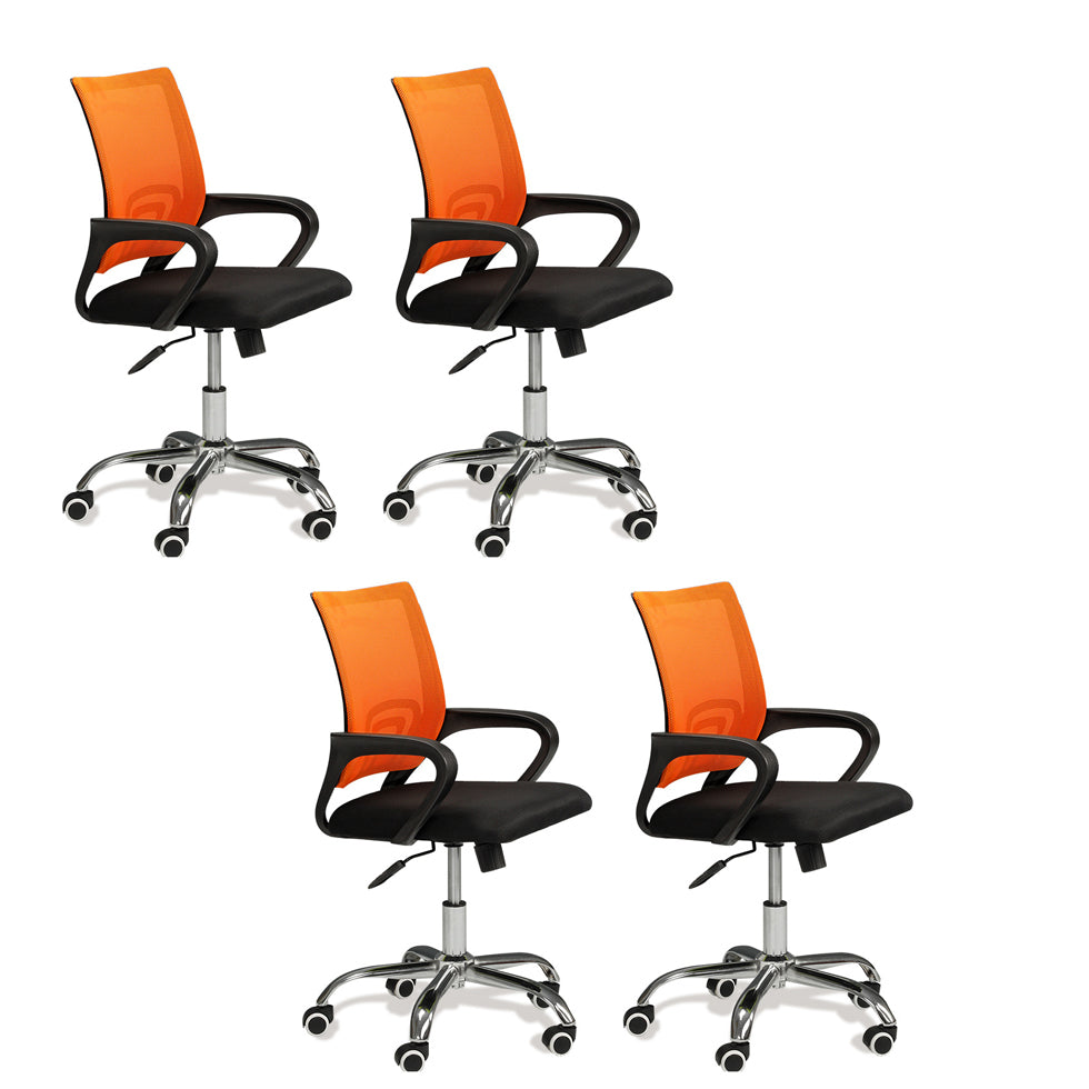 Modern Mesh Swivel Office Chair Mid Back Fixed Arms Chair with Wheels